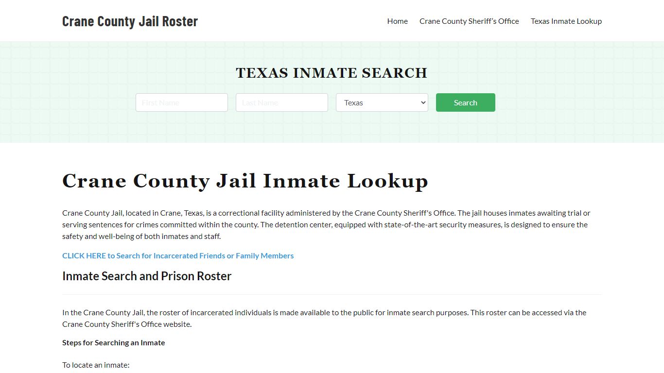 Crane County Jail Roster Lookup, TX, Inmate Search