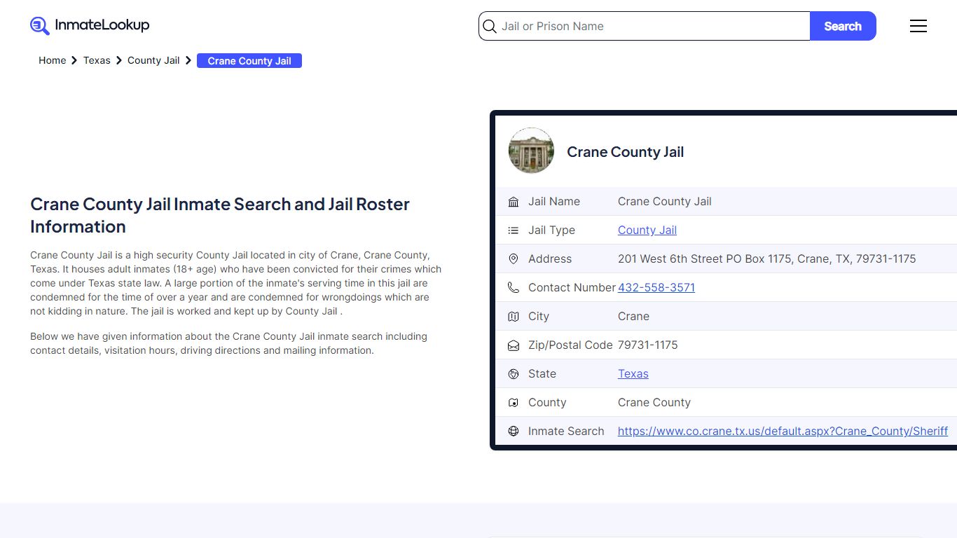 Crane County Jail (TX) Inmate Search Texas - Inmate Lookup