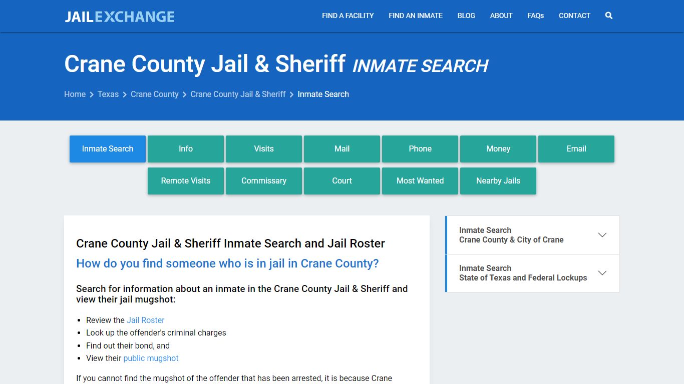 Crane County Jail & Sheriff Inmate Search - Jail Exchange