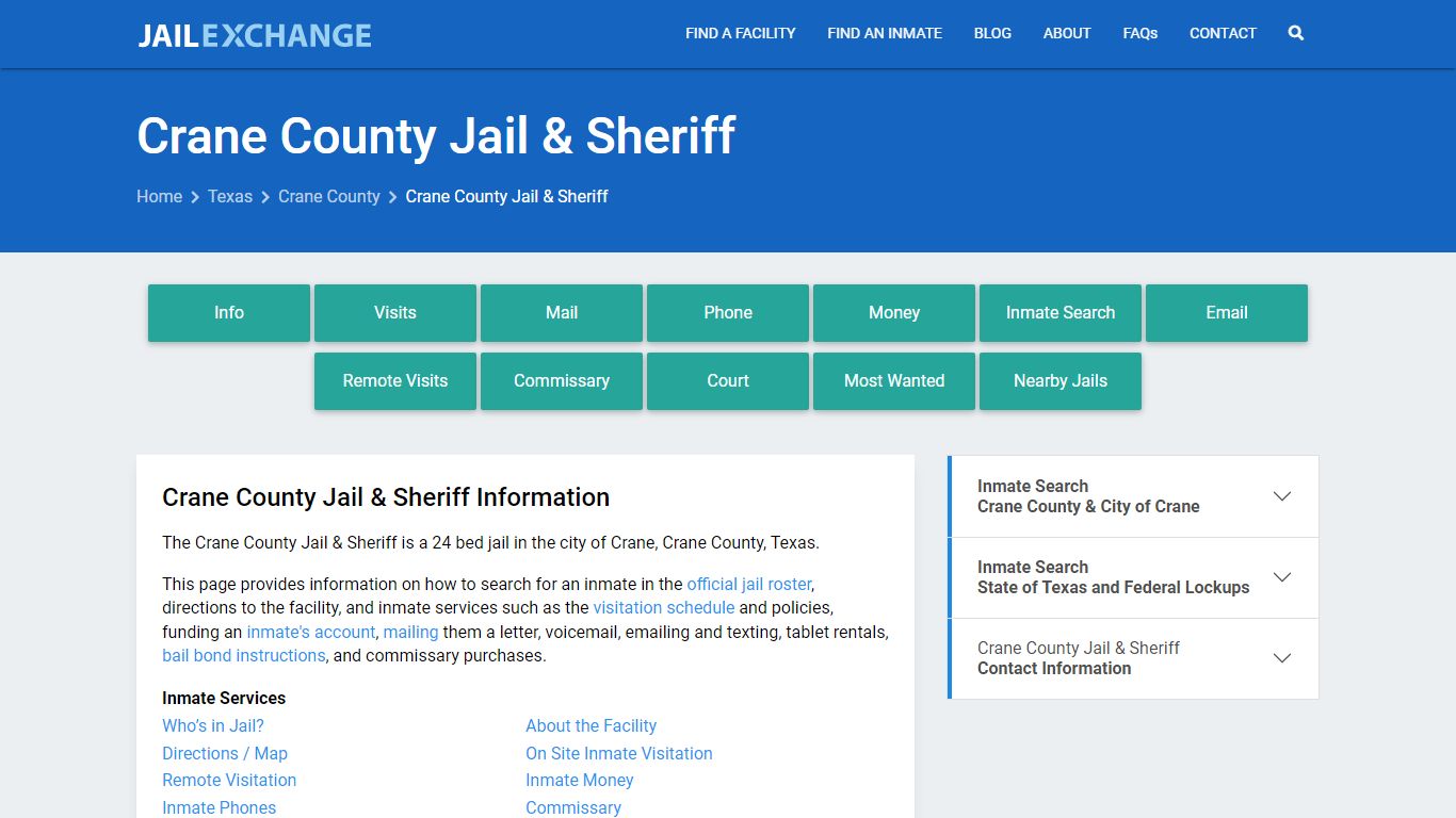 Crane County Jail & Sheriff, TX Inmate Search, Information